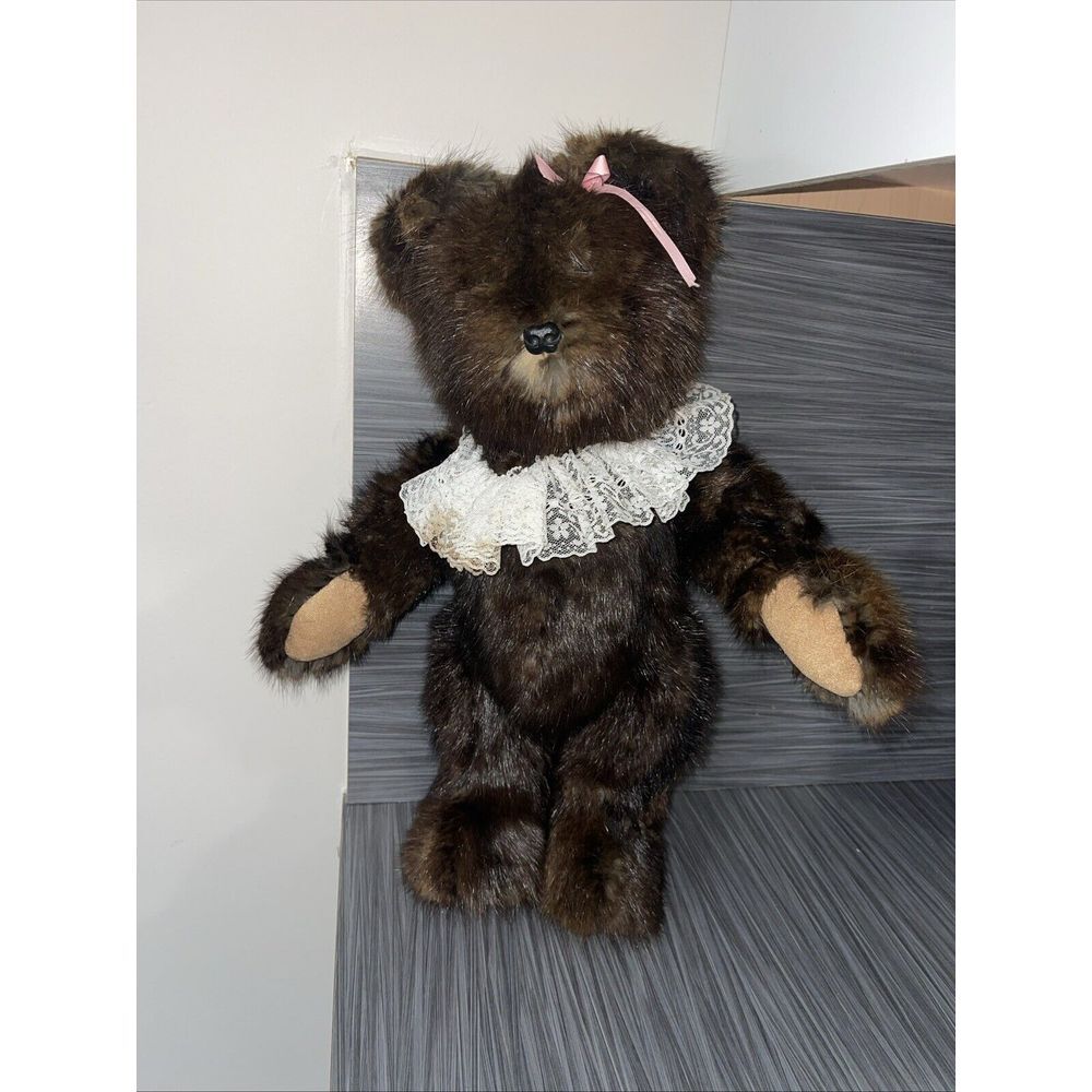 20" Vintage Mink Fully Jointed Teddy Bear Handmade Brown‎